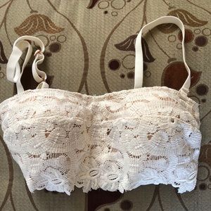 New Aerie Crochet Lace Padded Bandeau Bra